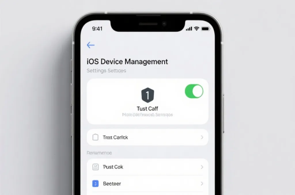 苹果iPhone设置通用与VPN设备管理信任企业证书步骤示意图
